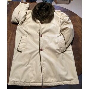 Vintage 70s 80s Sears Overcoat Coat Jacket Trench Khaki Mod Atomic Long 40